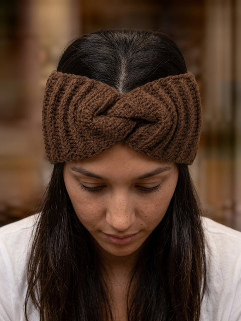 Handmade knitted headband - styled look, wool and synthetic blend